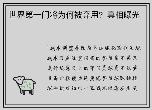 世界第一门将为何被弃用？真相曝光